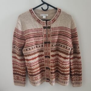 Telluride Wool Nordic Fair Isle Multicolor Patterned Cardigan
